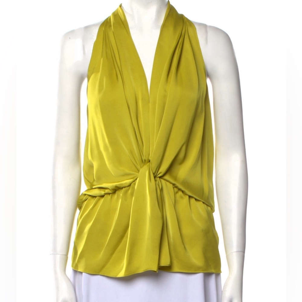 Ramy Brook Vibrant Chartreuse Draped Blouse, xs
